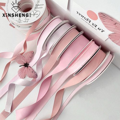 芯苼纯色刺绣封边设计花艺丝带