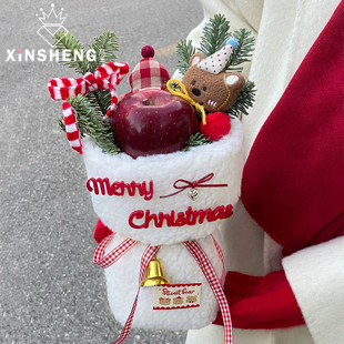 毛绒苹果布料手工diy节日礼物平安果包装 芯苼 材料 圣诞节新品