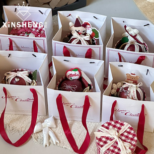 鲜花束礼物精美包装 原创红色圣诞·手提袋 芯苼 袋 圣诞节新品