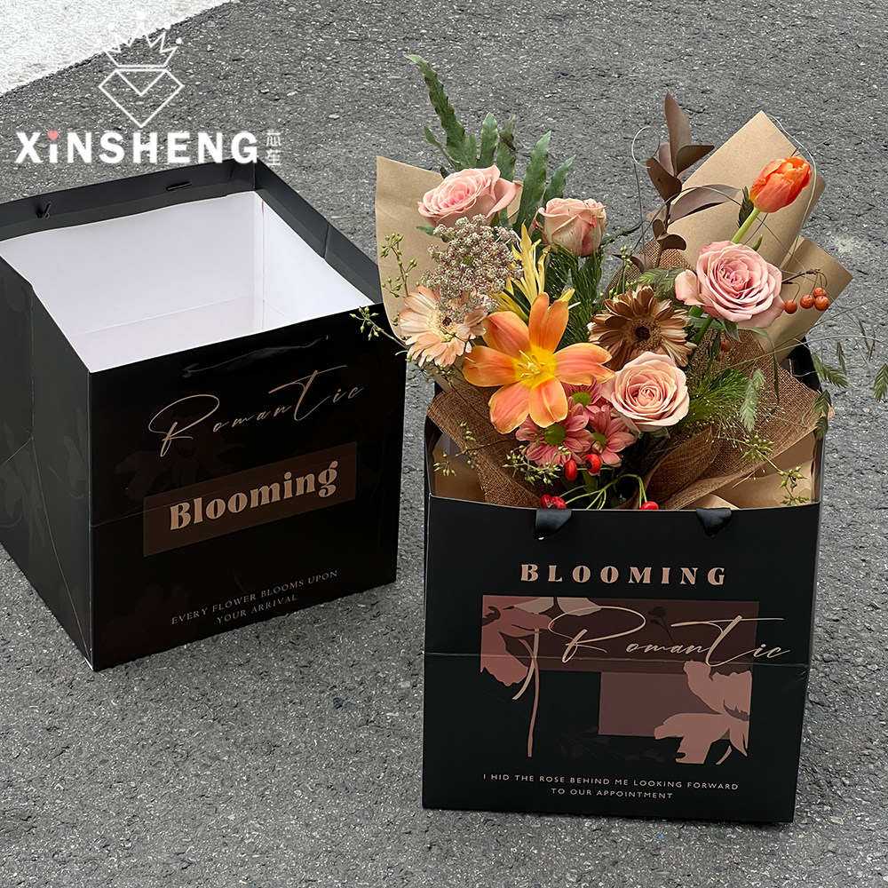 优品折扣 芯苼 复古创意印花手提袋鲜花束插花袋礼物花艺包装材料