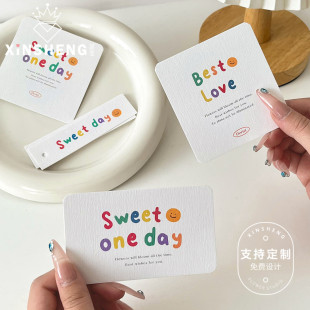 饰搭配材料手工花艺资材 原创彩色英文卡片鲜花花束装 芯苼定制