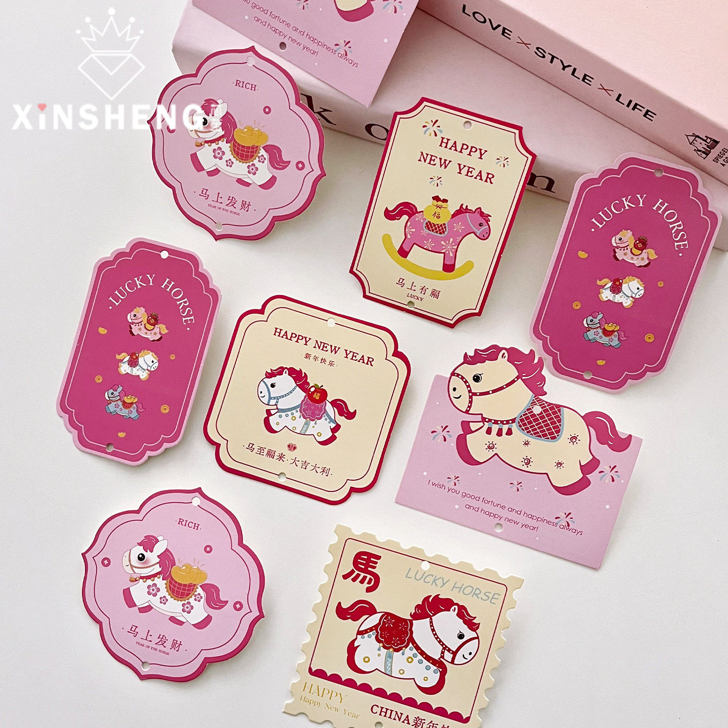 【2026马年】芯苼 新年原创粉色福马卡片鲜花束装饰贺卡花艺资材,鲜花速递/花卉仿真/绿植园艺,花艺材料,淘宝优惠券,粉丝福利购,淘宝优惠卷