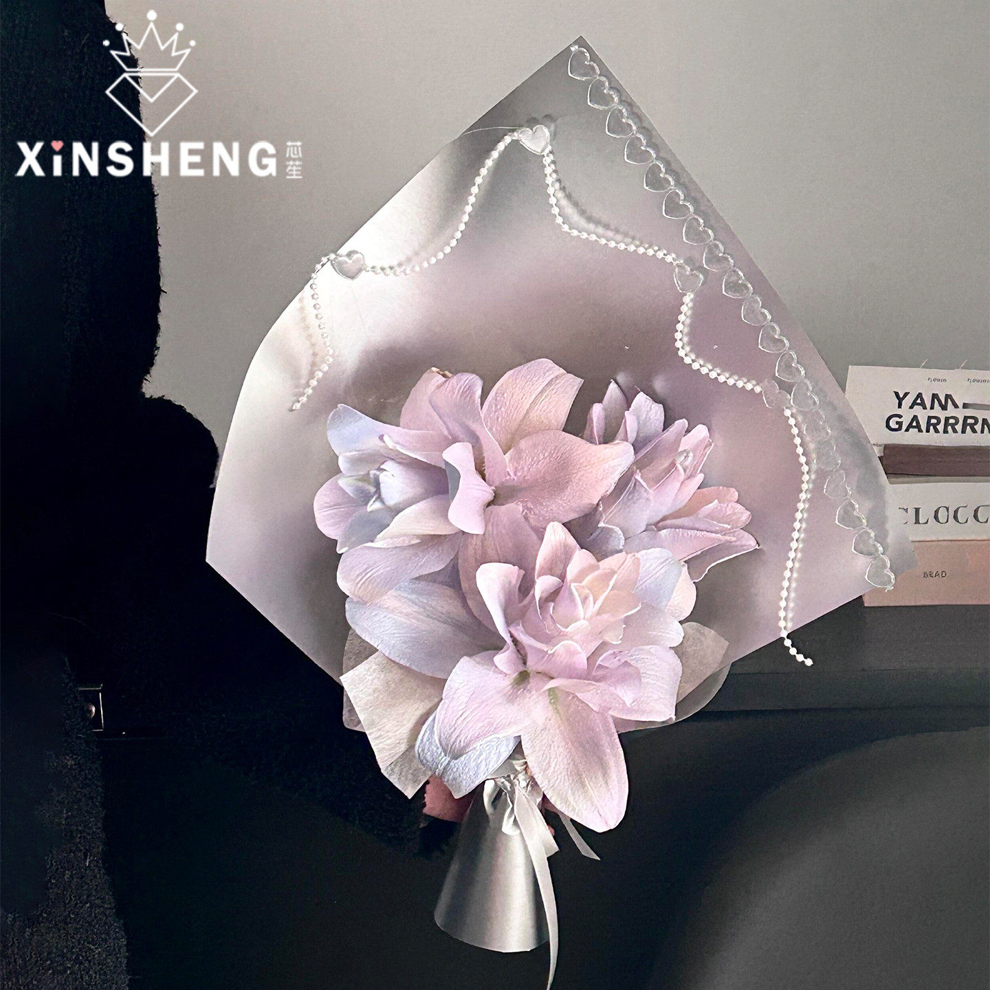 芯苼 银色加厚造型纸银心浪漫高质感包花纸礼物包装纸diy花艺资材