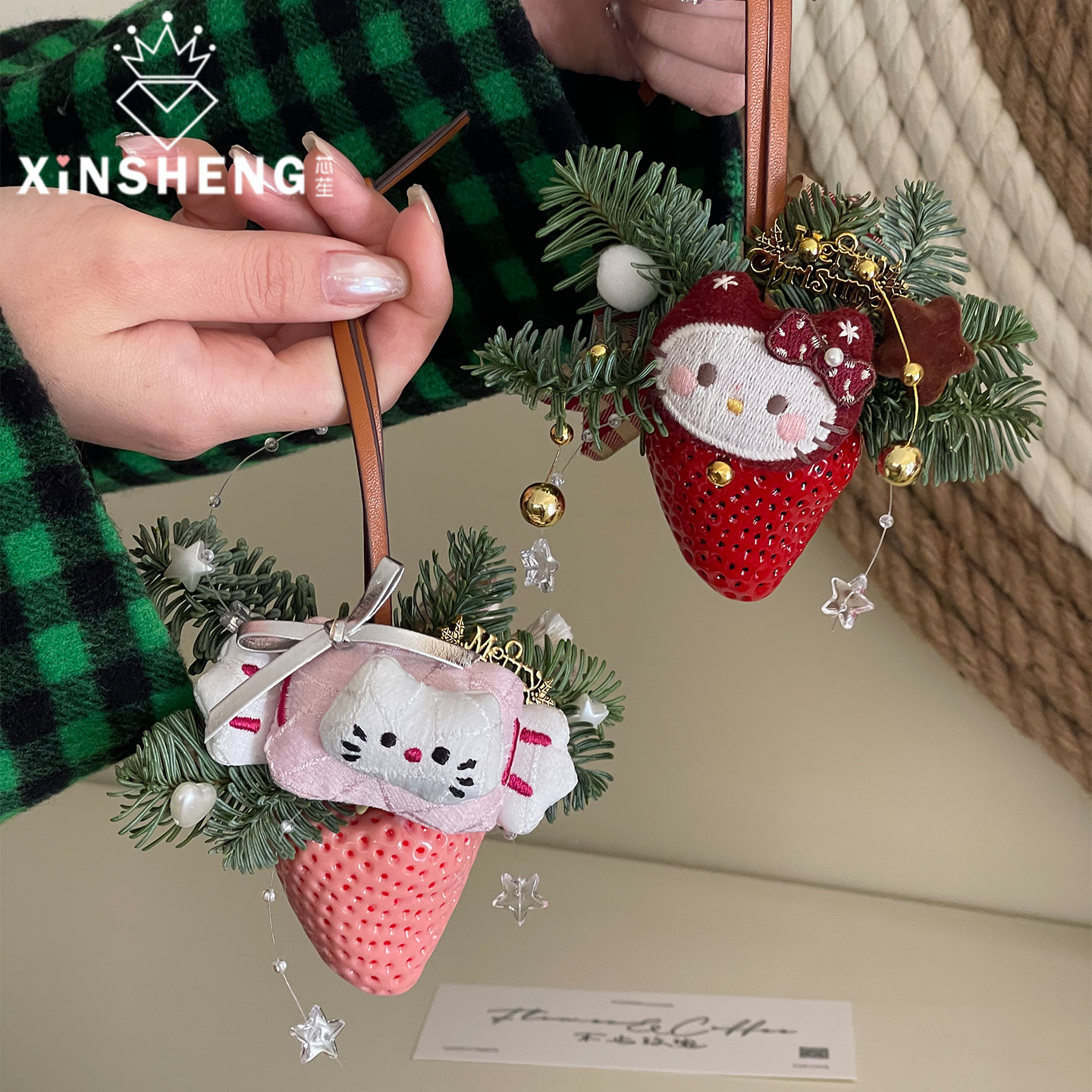 芯苼【小草莓挂件精致花艺资材】