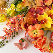 芯苼 新年橙色仿真花卉系列鲜花束diy搭配假花干花年宵花包装 资材