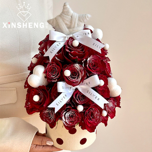 miu系波点圆桶 芯苼 鲜花束零食diy插花桶花艺资材 圣诞节新品