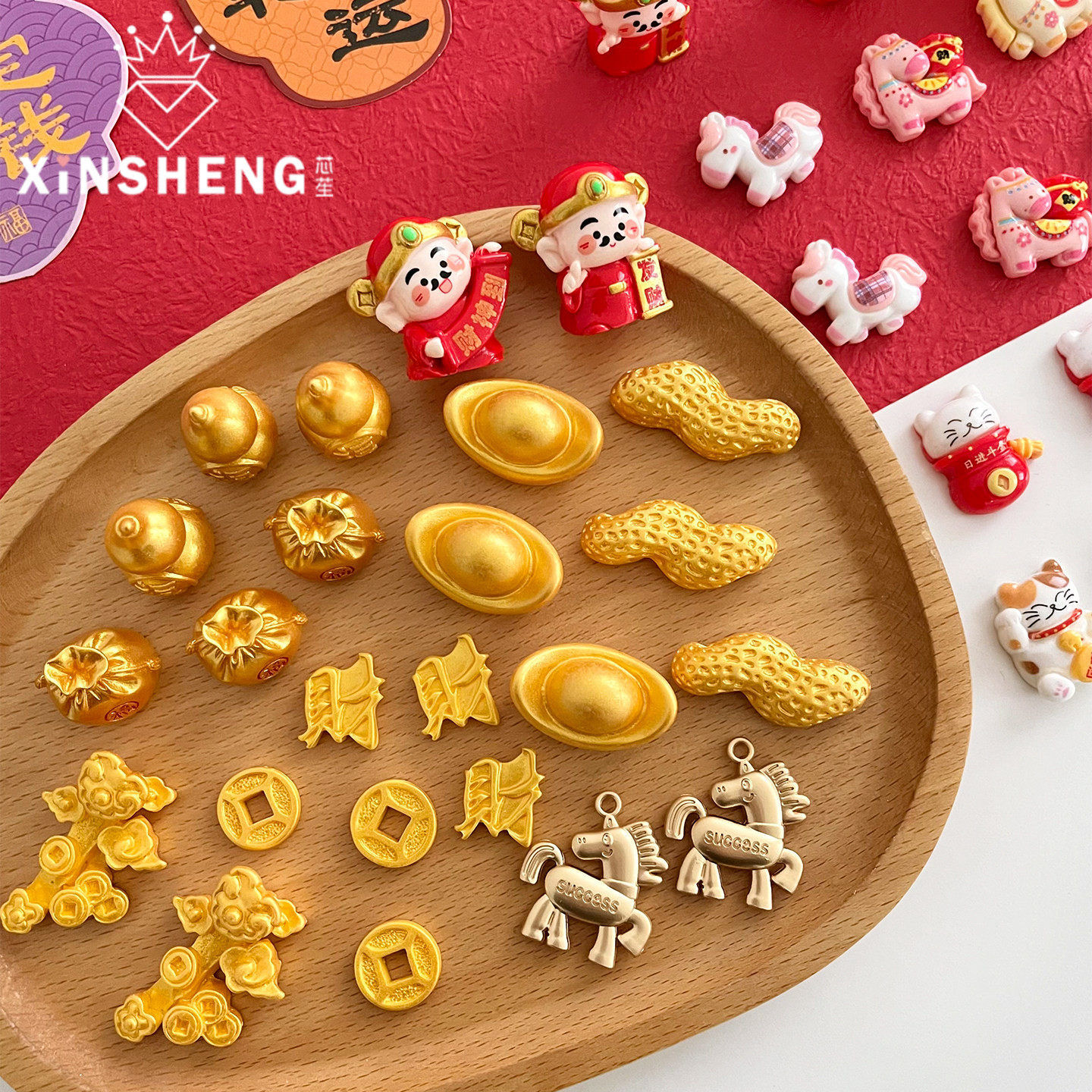 【2026马年】芯苼 新年树脂配件 鲜花束包装搭配花艺资材礼盒装饰,鲜花速递/花卉仿真/绿植园艺,花艺材料,淘宝优惠券,粉丝福利购,淘宝优惠卷