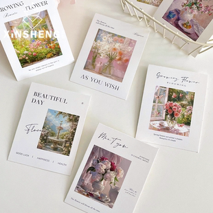 礼物搭配手工diy花艺资材 原创ins风油画卡片鲜花束包装 芯苼 新品