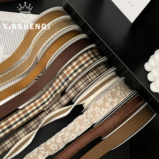 带 饰绑带花束diy缎带花艺礼品包装 芯苼 美拉德系列丝带鲜花礼物装