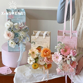 花盒盆栽绿植盒 森系透明窗口花束包装 芯苼 原创枝枝花间·手提袋