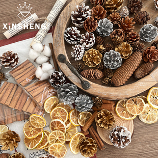 芯苼 饰材料鲜花束配饰天然花艺资材 圣诞节松果系列手工DIY礼物装