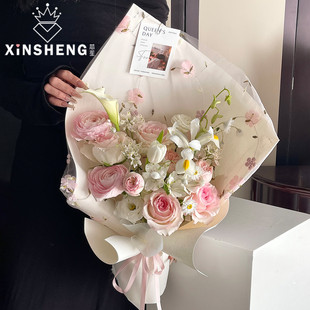 芯苼 椿知·碎花网纱鲜花花束手工diy梦幻包花纱内衬打底花艺资材