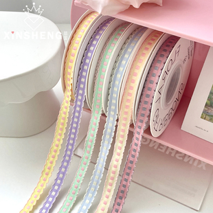 饰材料 绑带礼物装 芯苼 花边跳格丝带糖果色系手工DIY鲜花花束包装