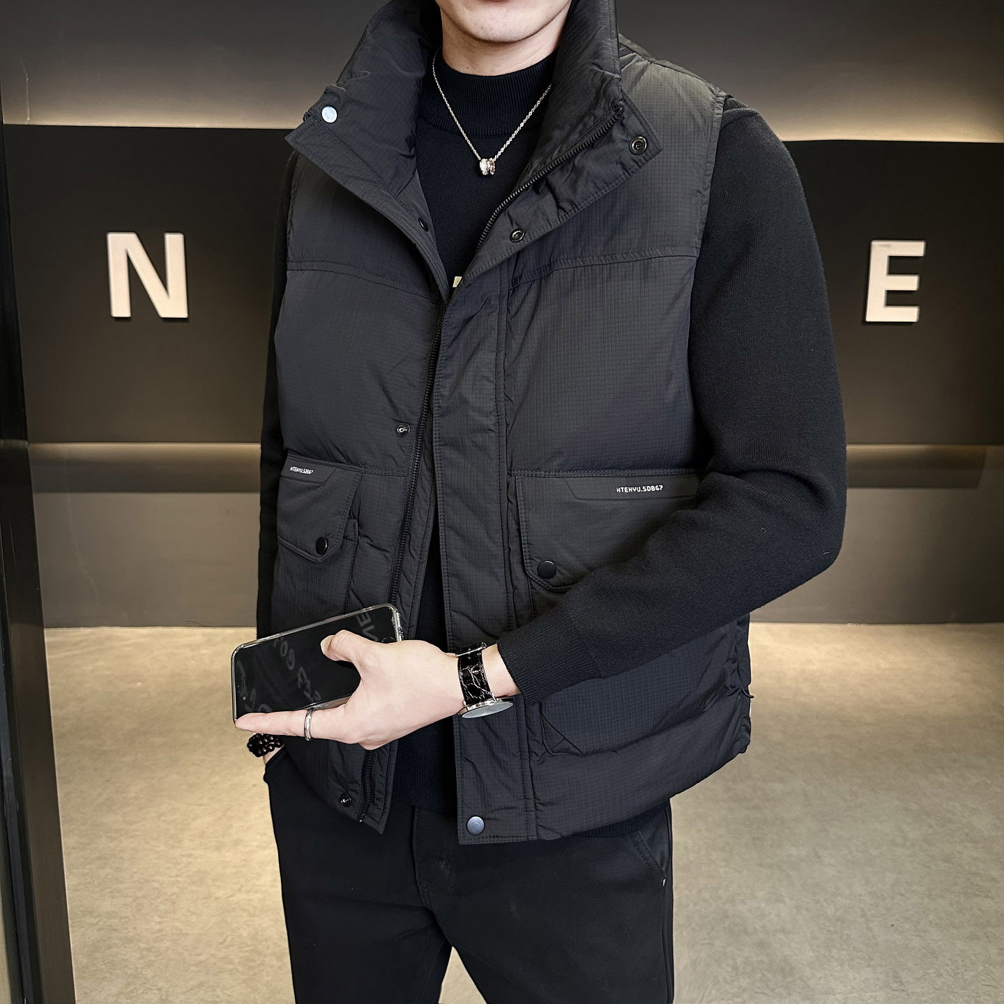 2025秋冬装新款工装羽绒服马甲男士韩版休闲坎肩背心男款立领外套
