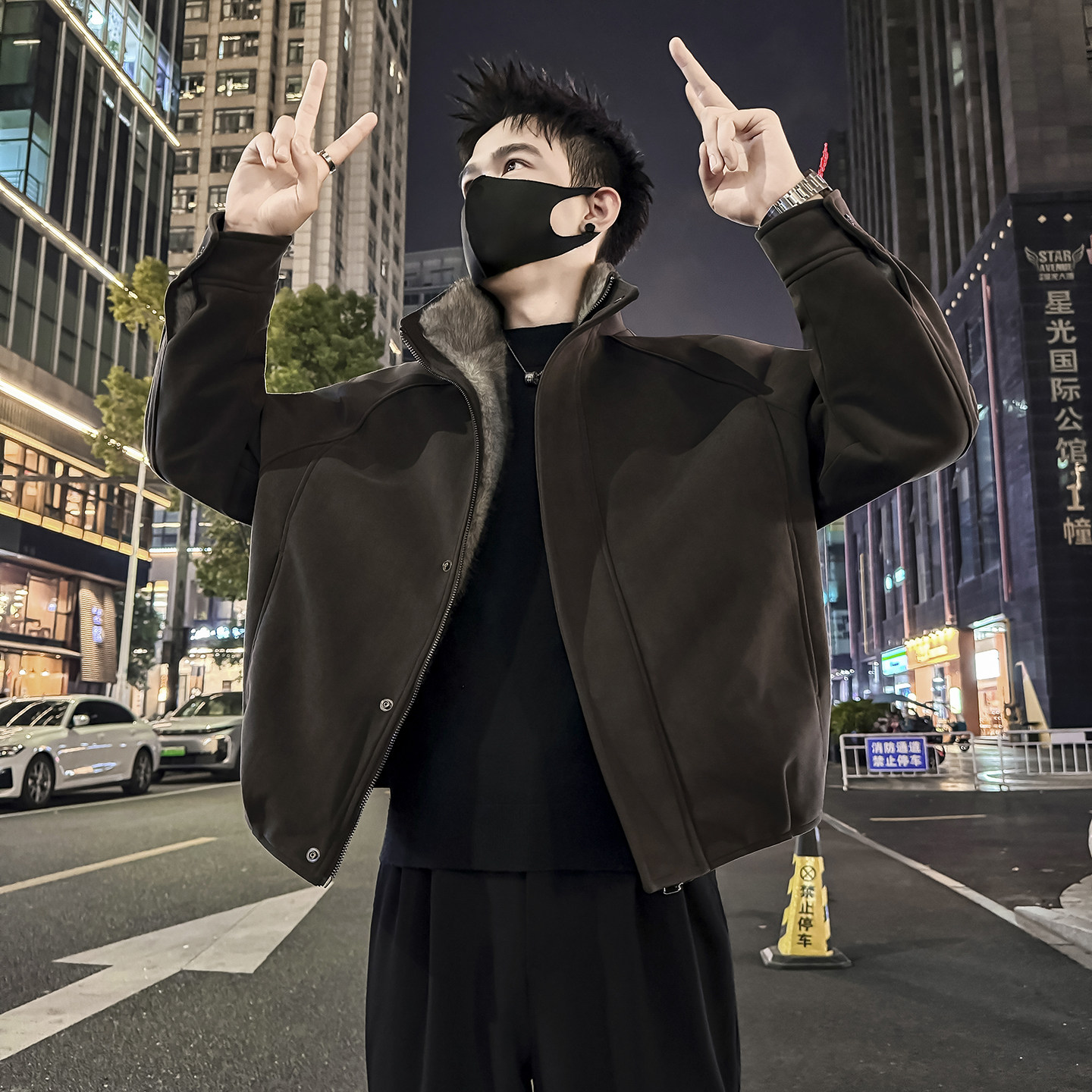 加绒加厚外套男士冬季2026新款韩版休闲保暖夹克潮牌男装痞帅袄子