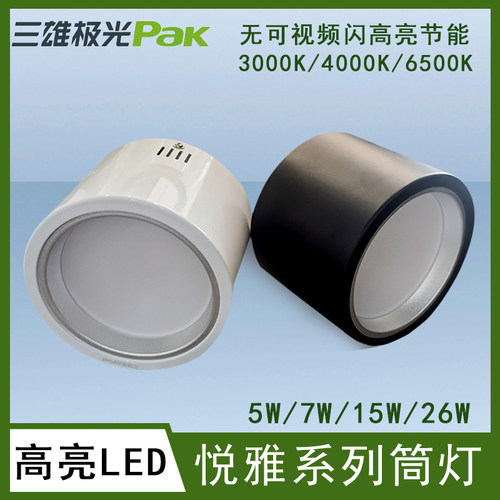 三雄极光明装吸顶式全铝LED筒灯