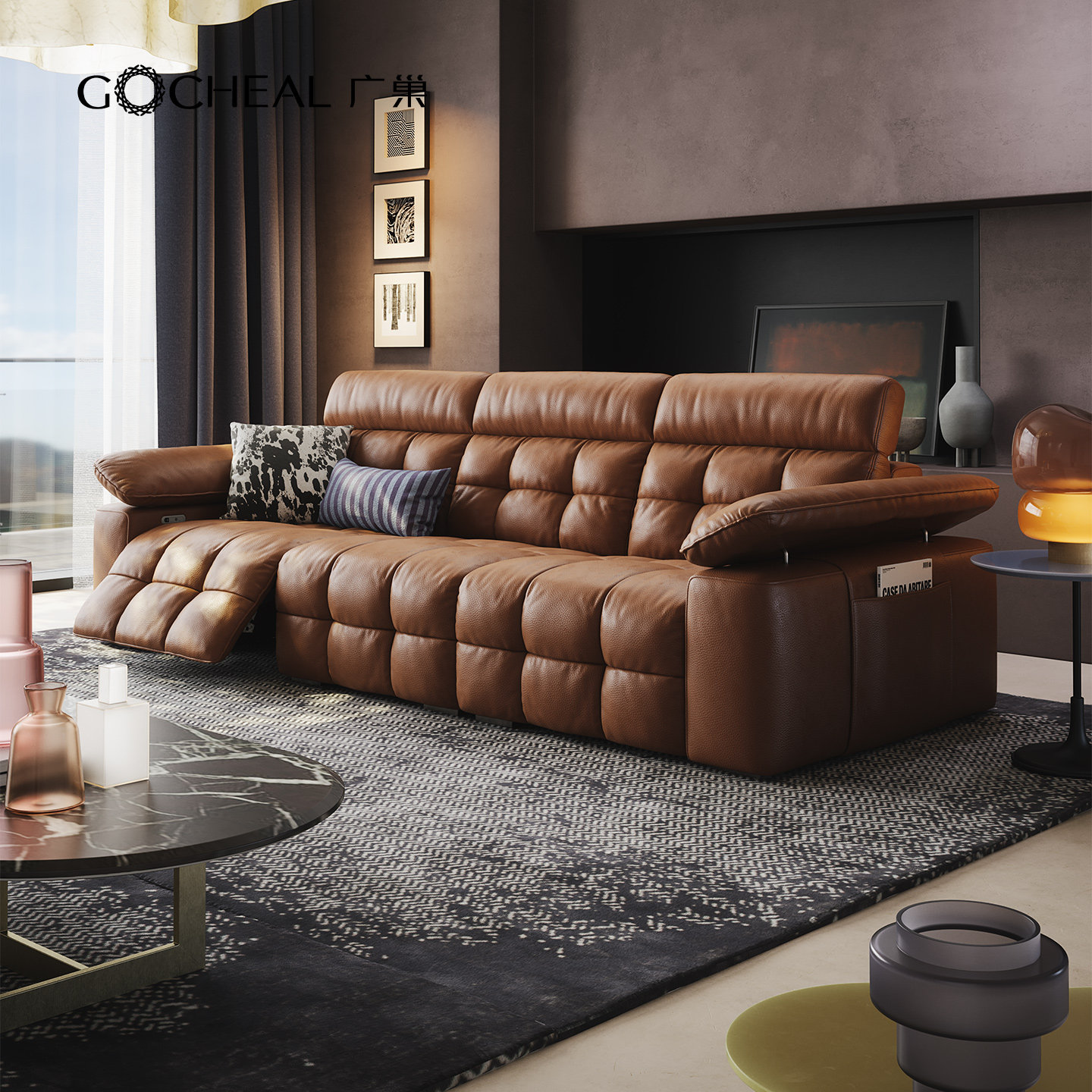 广巢云舒沙发意式客厅头层牛皮电动25新款零靠墙真皮功能三人位A,住宅家具,功能沙发,淘宝优惠券,粉丝福利购,淘宝优惠卷