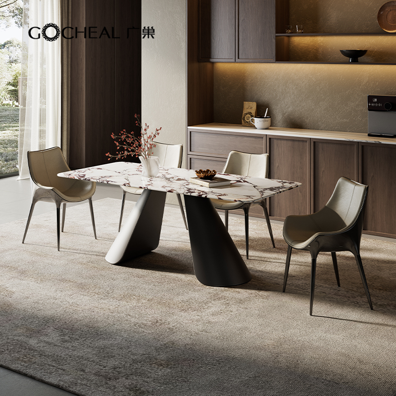广巢意式大理石餐桌椅组合