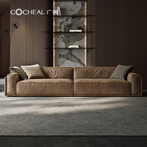 广巢意式极简真皮组合豆腐块沙发