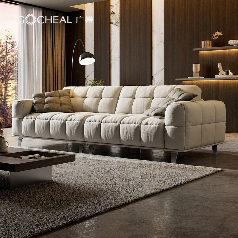 广巢意式极简奶油风布艺沙发