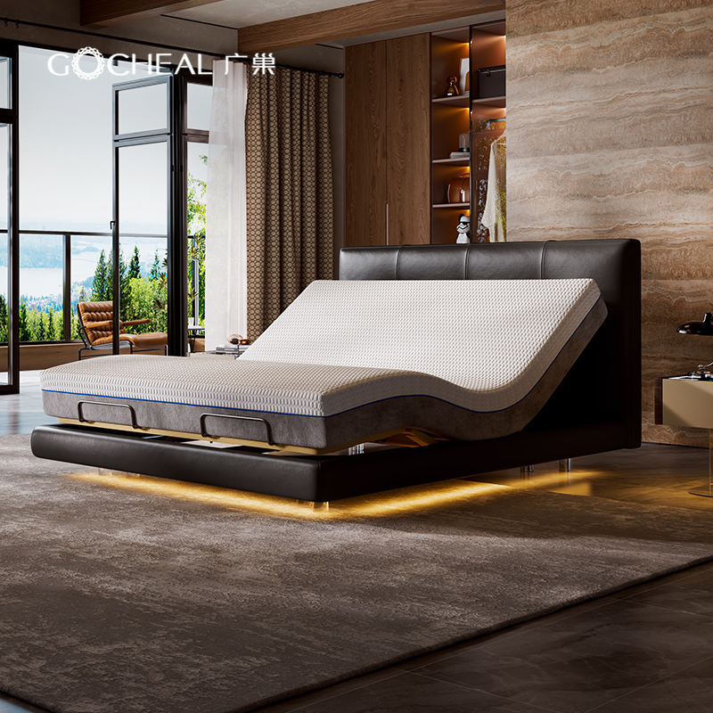 广巢真皮双电机电动智能床