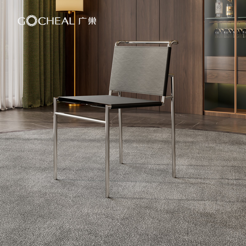 广巢意式极简个性造型皮艺餐椅