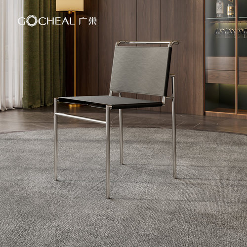 广巢意式极简个性造型皮艺餐椅