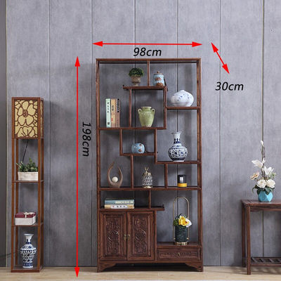 幻槐幻槐实木中式摆件南榆木多宝阁茶具架古董架茶叶展示柜隔断客