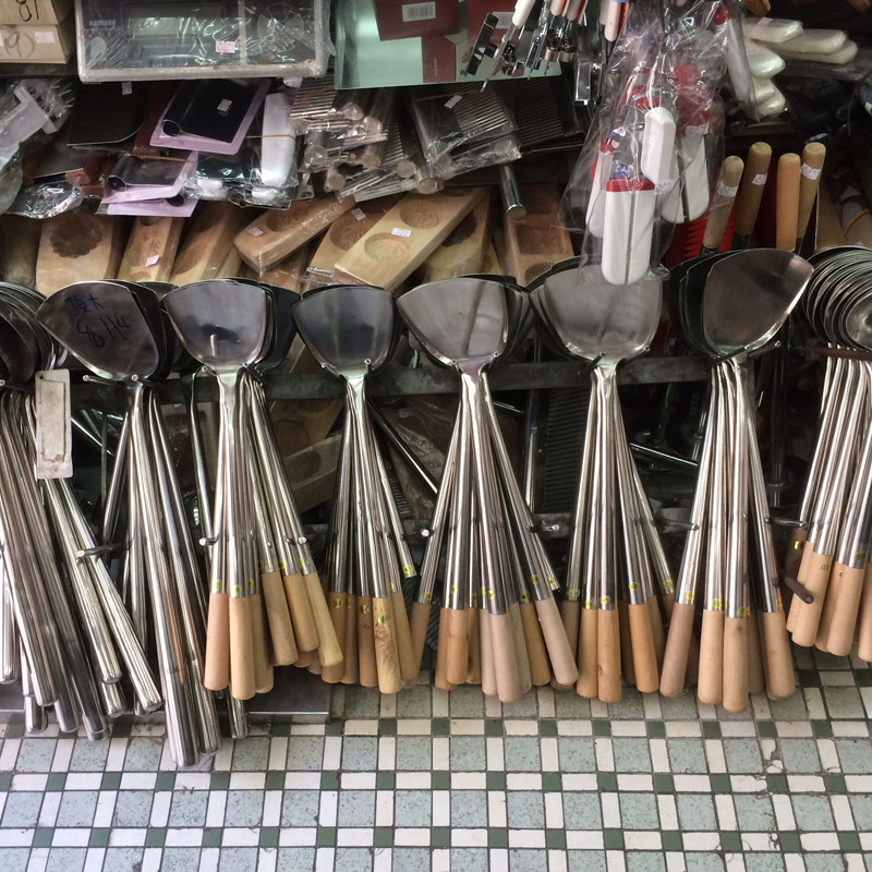 香港阿能代购陈家锅勺子锅铲套装木柄不锈钢炒铲勺子家用炒菜