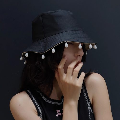 小众个性水滴珍珠双面渔夫帽