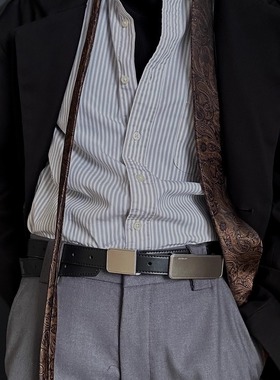 加长款腰带未来感方形块可拆卸金属五金异形超简洁百搭中性腰带