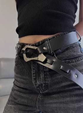 HE异型金属扣标志logo多功能五金扣腰带中性酷男女真皮牛皮皮带