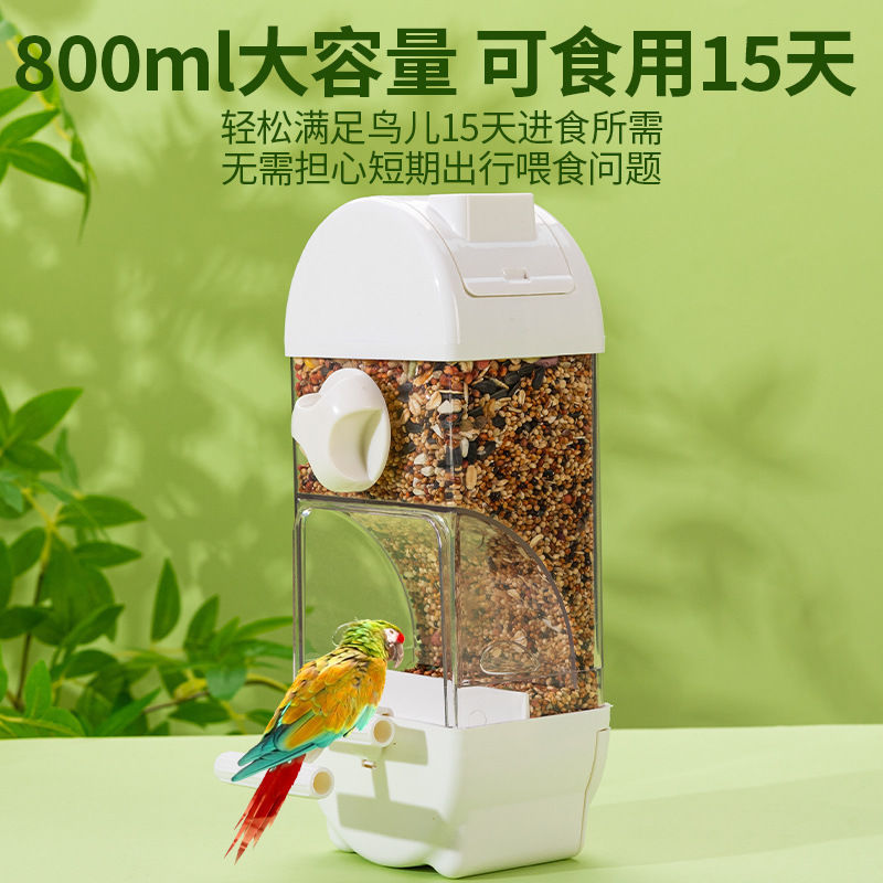 防撒防溅新款自动喂食器800ml虎皮牡丹玄凤透明下料器鸟用