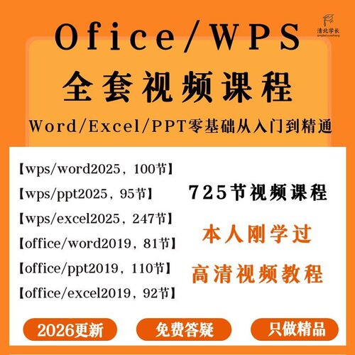 Office视频教程WPS办公软件全套Word/Excel零基础从入门到精通PPT