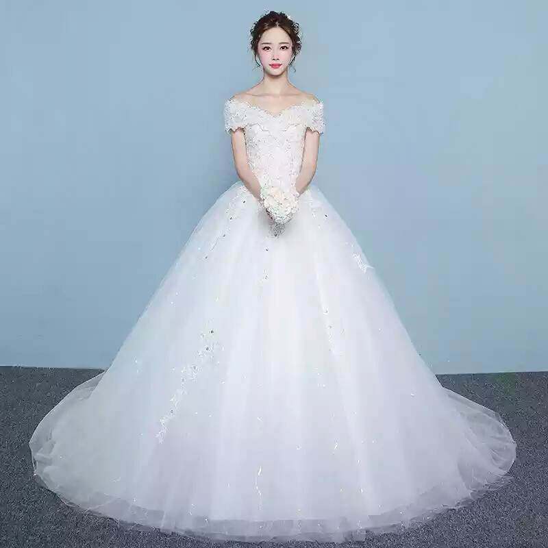 Wedding dress Korean Shoulders V-neck Show thin princess Large 2019 new pattern Tailing bride marryin the Women's clothing/Boutique , Wedding/Cheongsam/Formal dress , Wedding  category - from Buy2taobao.com to provide professional Taobao agent buy service