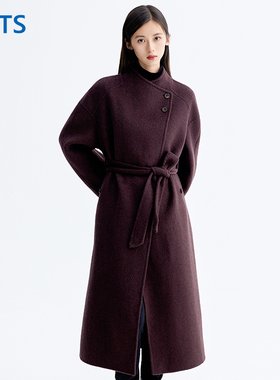 NUTS那时商场同款时尚冬腰带长袖手工呢料长外套女5481501A1-2599