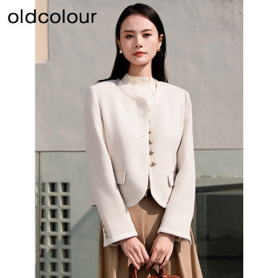oldcolour春款通勤时尚简约百搭直筒宽松短外套女Q110422A1-1099