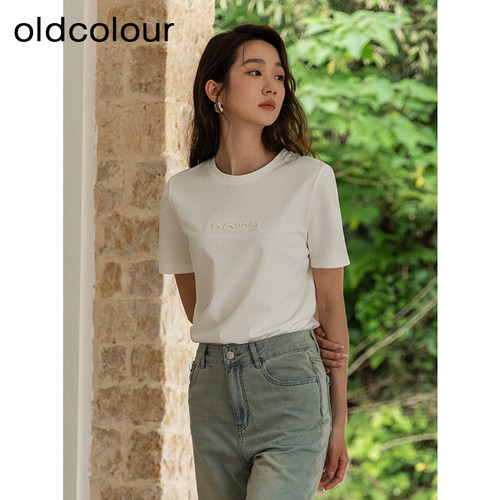 oldcolour夏季新款多色简约时尚通勤百搭宽松短袖T恤女