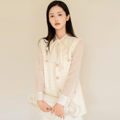 小香风NUTS秋外搭粗花新款马夹