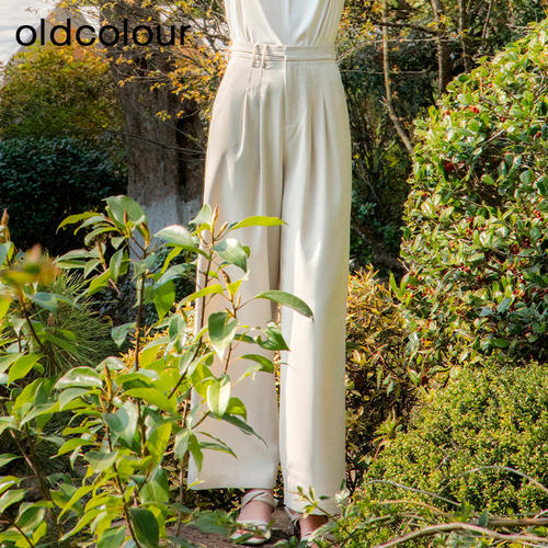 oldcolour欧珂夏季时尚高腰休闲宽松阔腿长裤女Q290705A1