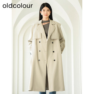oldcolour秋季新款时尚气质通勤风百搭宽松风衣外套女BQ380418A1