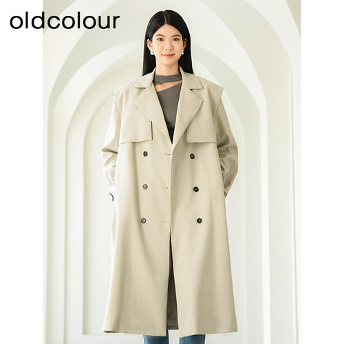 oldcolour秋季新款时尚气质通勤风百搭宽松风衣外套女BQ380418A1
