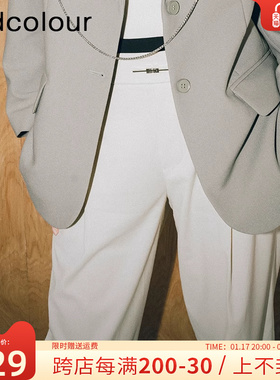 oldcolour2023春季简约高腰气质直筒长款休闲裤女P12073224-699