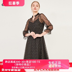 oldcolour欧珂气质蕾丝网纱袖 859 连衣裙N12103272