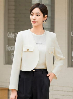 oldcolour春季新品时尚气质通勤百搭米色短外套女Q130415A1-799