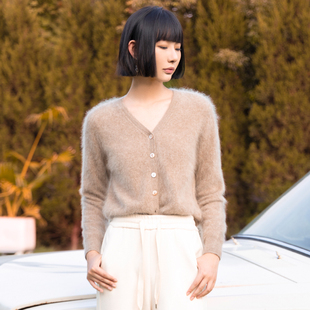 V领保暖百搭毛织短外套女4430512A1 针织开衫 1599 法式 NUTS冬新品