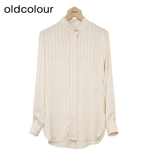 oldcolour休闲长袖春季条纹衬衫