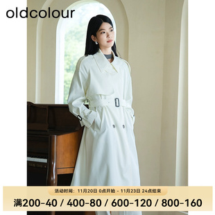 oldcolour秋季时尚气质宽松显瘦中长款风衣外套女BQ390412A1-999