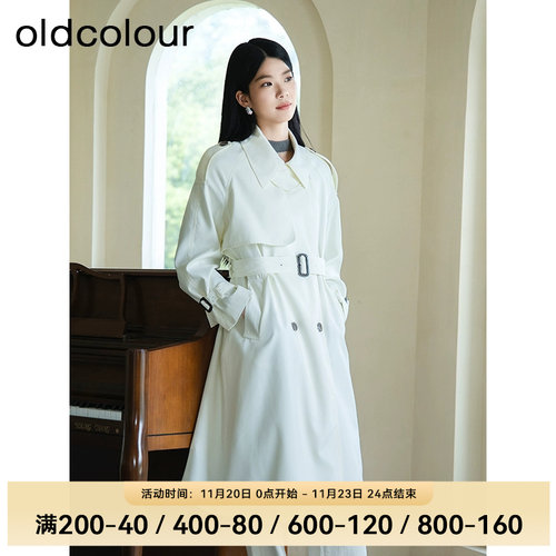 oldcolour秋季时尚气质宽松显瘦中长款风衣外套女BQ390412A1-999