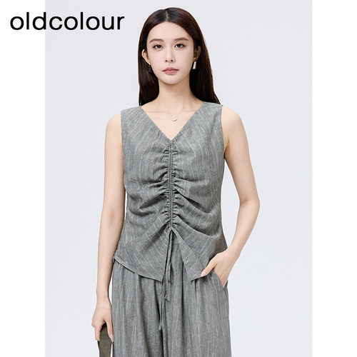oldcolour欧珂夏季简约时尚新款设计感通勤无袖套头衫女